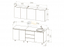 Кухня Челси 2000 мм Компановка №2 Дуб крафт Белый, Графит (Кастилло)