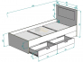 Кровать Ольга L61 ширина 900 (четыре ящика)