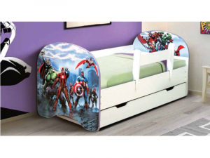 Кровать с фотопечатью с 1 ящиком Супергерои 700*1400