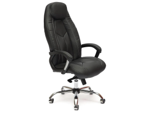 Кресло офисное Boss Lux хром кожзам черный