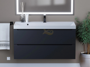 Тумба с раковиной Uperwood Tanos матовая черная 100 см