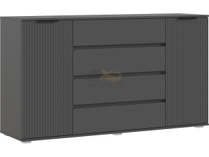 Комод 2 двери 4 ящика (1600) Марвэл Браш Графит, Графит