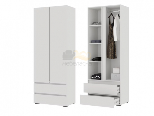 Шкаф Хелен 2-х створчатый ШК 01 Белый шагрень